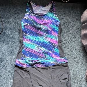 Multicolor racer back swimwear with shorts